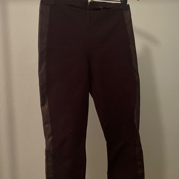 J Crew Black Leggings/Slacks with Leather Piping Accent - Picture 2 of 4